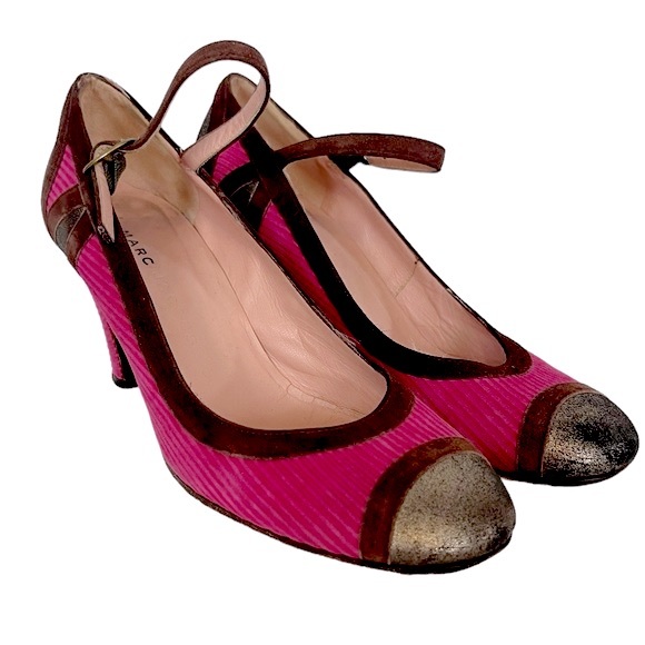 MARC JACOBS Collection Corduroy Magenta Suede Metallic Leather Mary Jane Heel - Picture 8 of 13